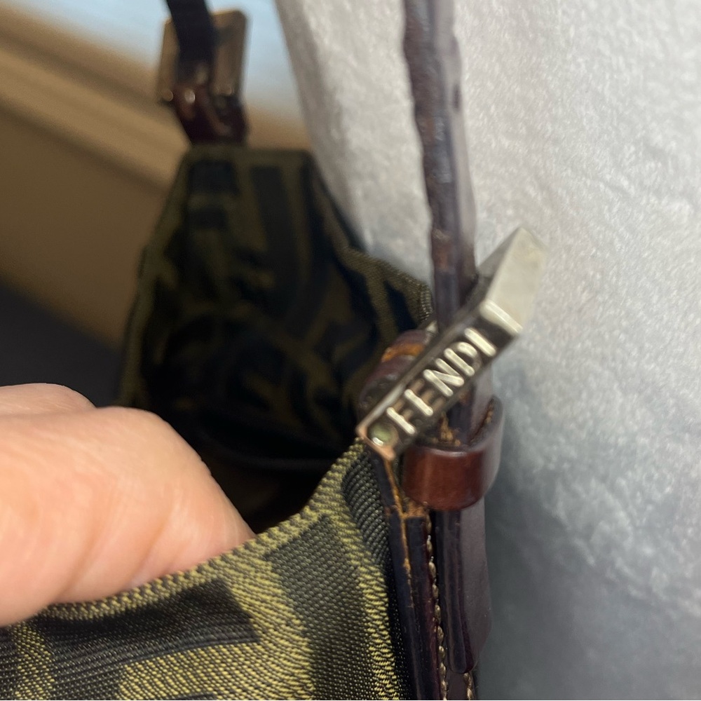 FENDI Zucca auth canvas mini tote shoulder bag, leather handles, silver logos - Picture 10 of 17